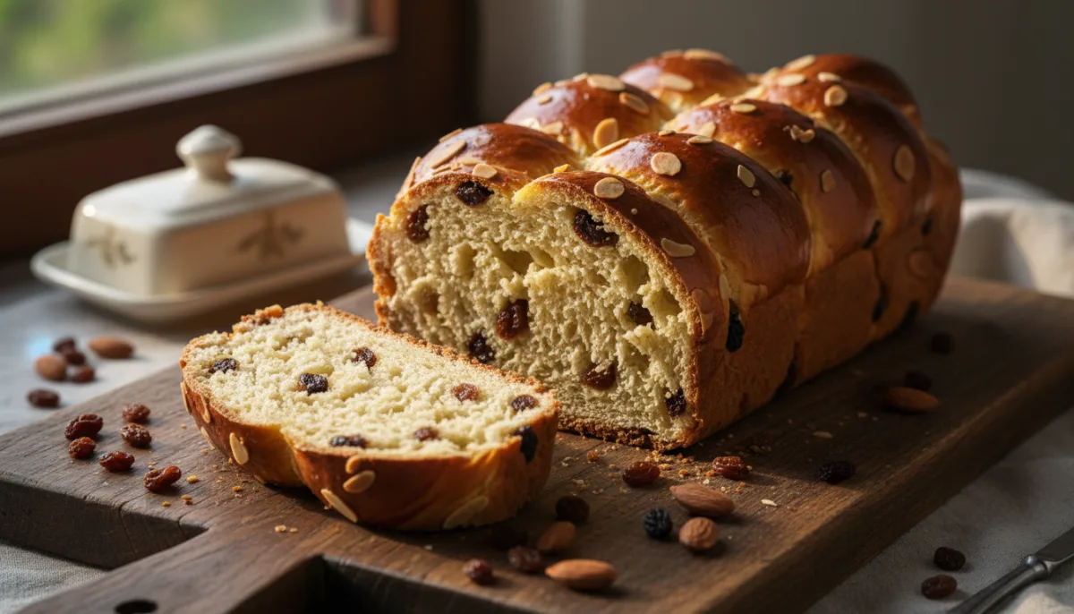 Czech Houska: Braided Sweet Bread with Raisins and Almonds