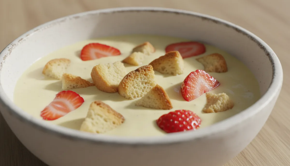 Danish Summer Buttermilk Soup with Rusks and Strawberries