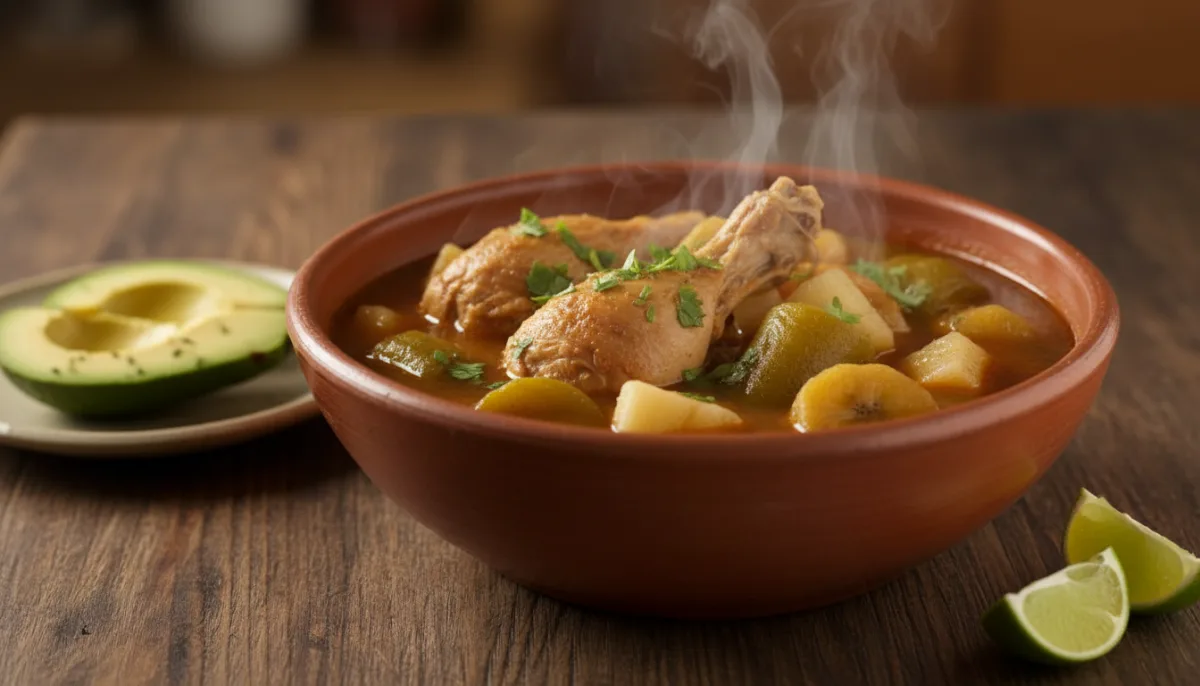 Dominikanischer Sancocho de Gallina mit Yuca und Kochbananen
