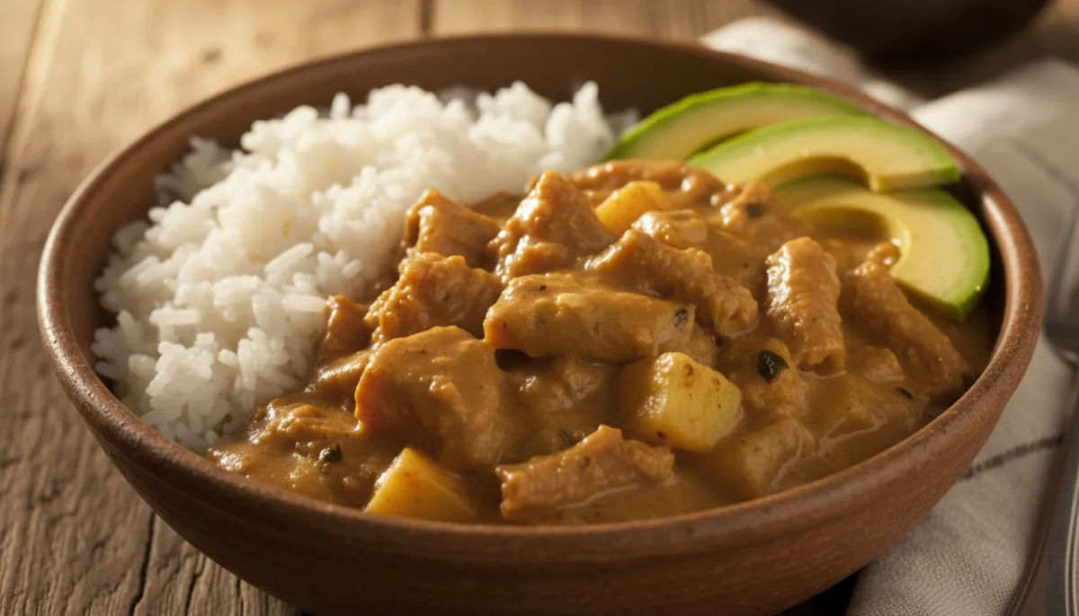 Ecuadorian Guatita (Tripe Stew) with Peanut Sauce and Rice