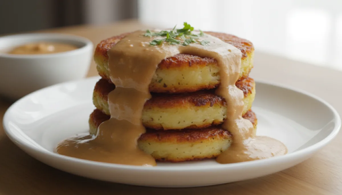 Ecuadorian Llapingachos with Creamy Peanut Sauce