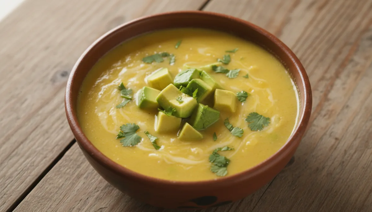 Hearty Ecuadorian Potato and Cheese Soup with Avocado and Cilantro