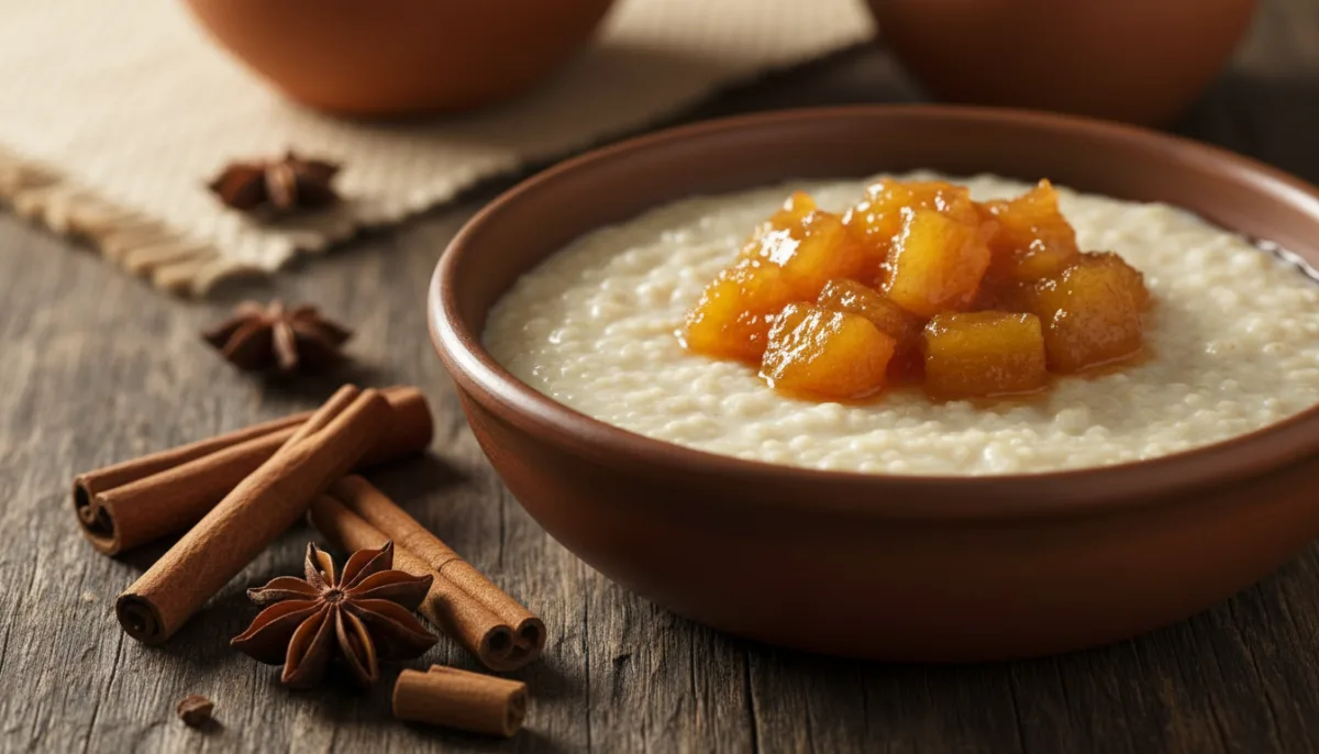 Ecuadorian Quinoa and Amaranth Pudding with Spiced Pineapple Compote