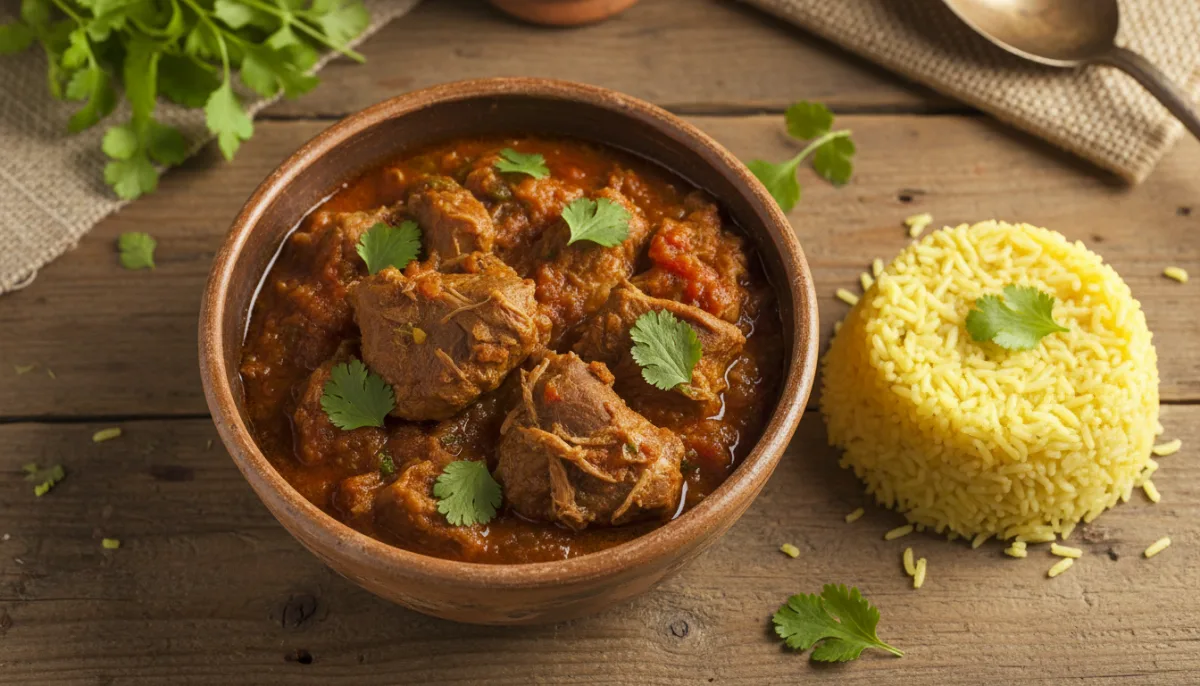 Ecuadorian Seco de Chivo (Goat Stew) with Yellow Rice