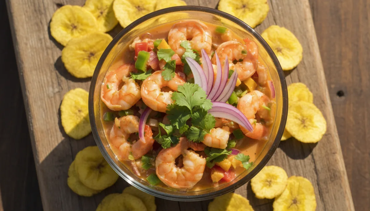 Ecuadorian Shrimp Ceviche with Crispy Plantain Chips