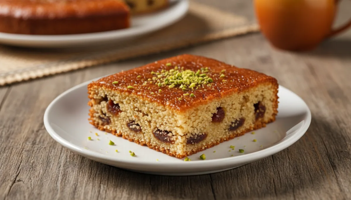 Pastel Egipcio de Sémola con Coco y Dátiles (Basbousa bil Tamr)