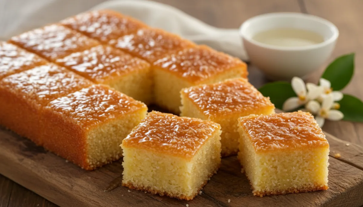 Egyptian Coconut Basbousa with Orange Blossom Syrup