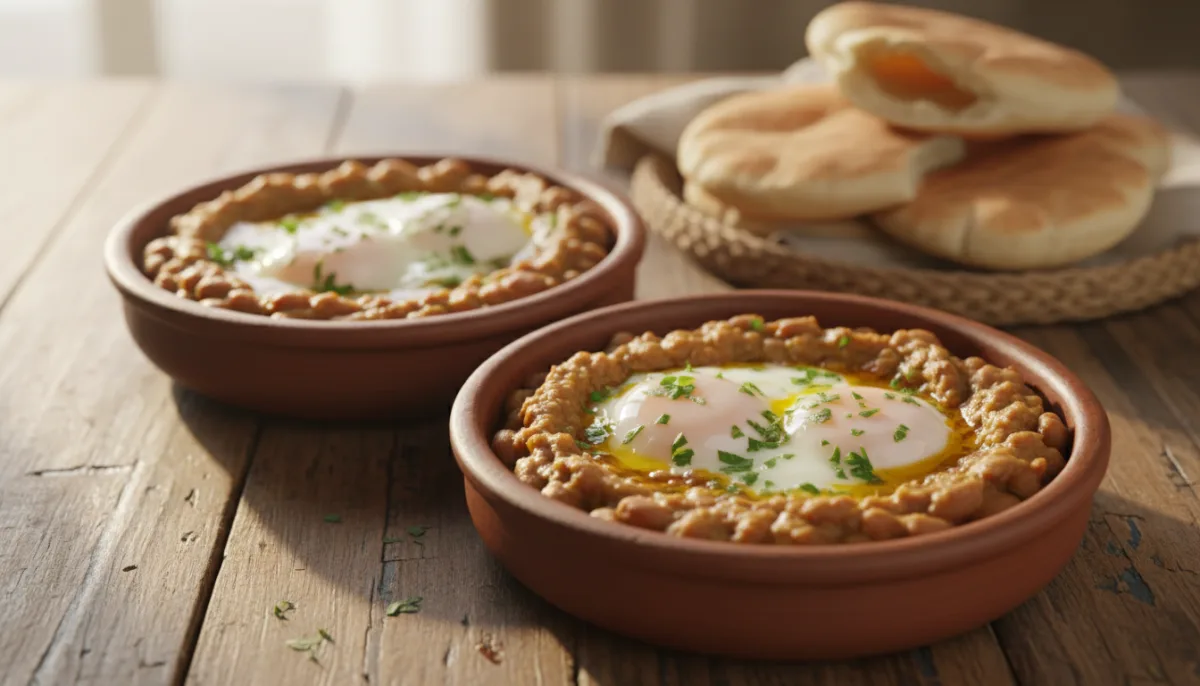 Egyptian Ful Medames with Poached Eggs