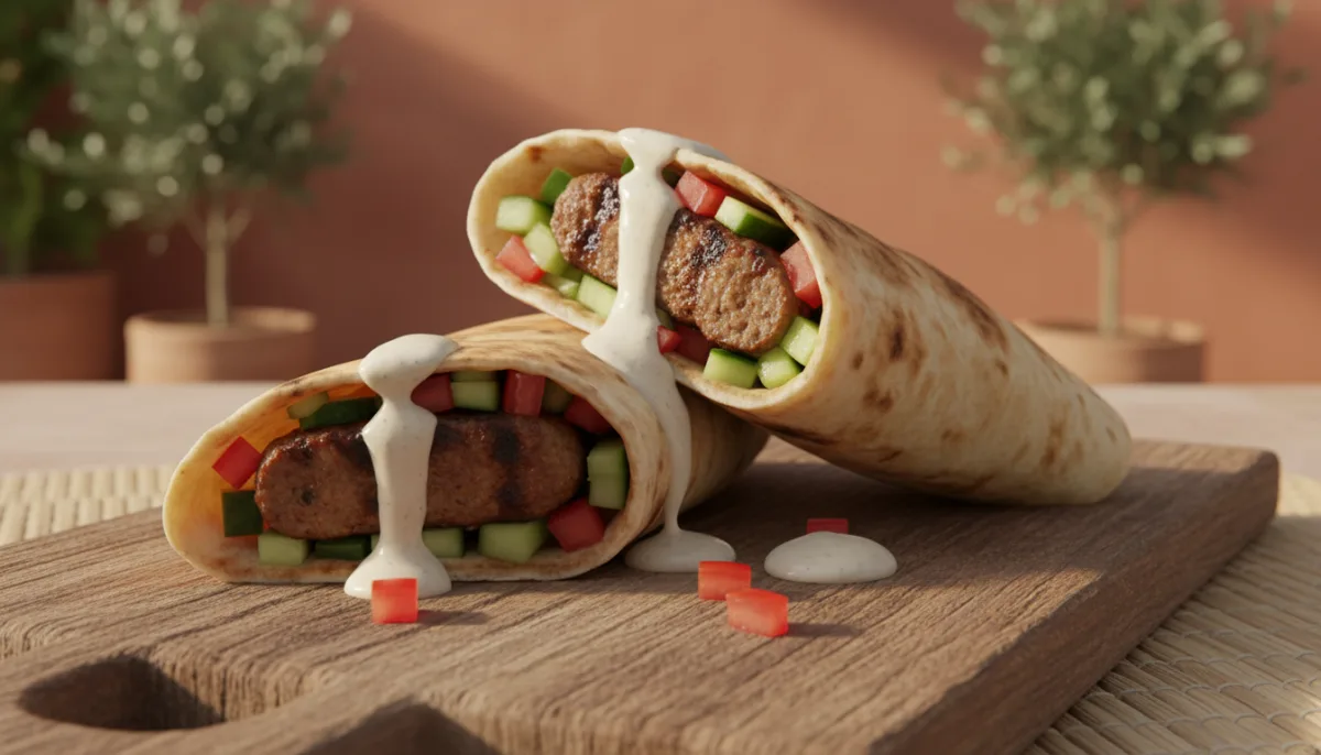 Mbështjellëse Kofta Egjiptiane me Salcë Tahini