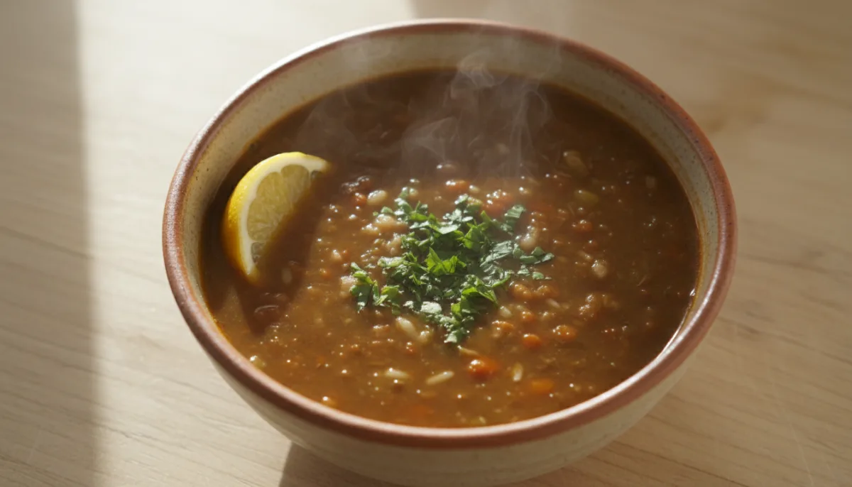 Egyptian Lentil and Rice Soup (Koshary-Inspired)