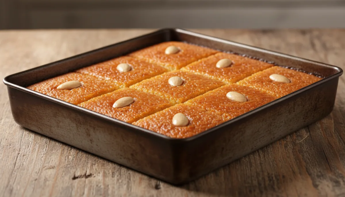 Egyptian Orange Blossom Semolina Cake (Basbousa)