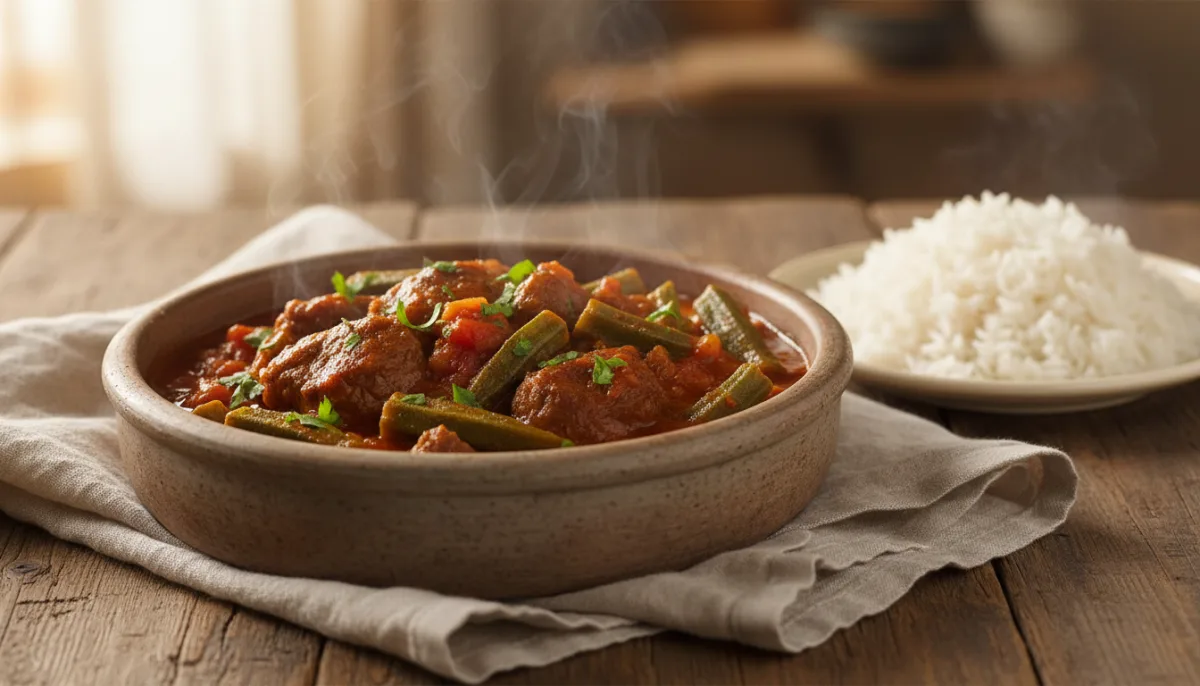 Egyptian Spiced Beef and Okra Stew (Bamya)