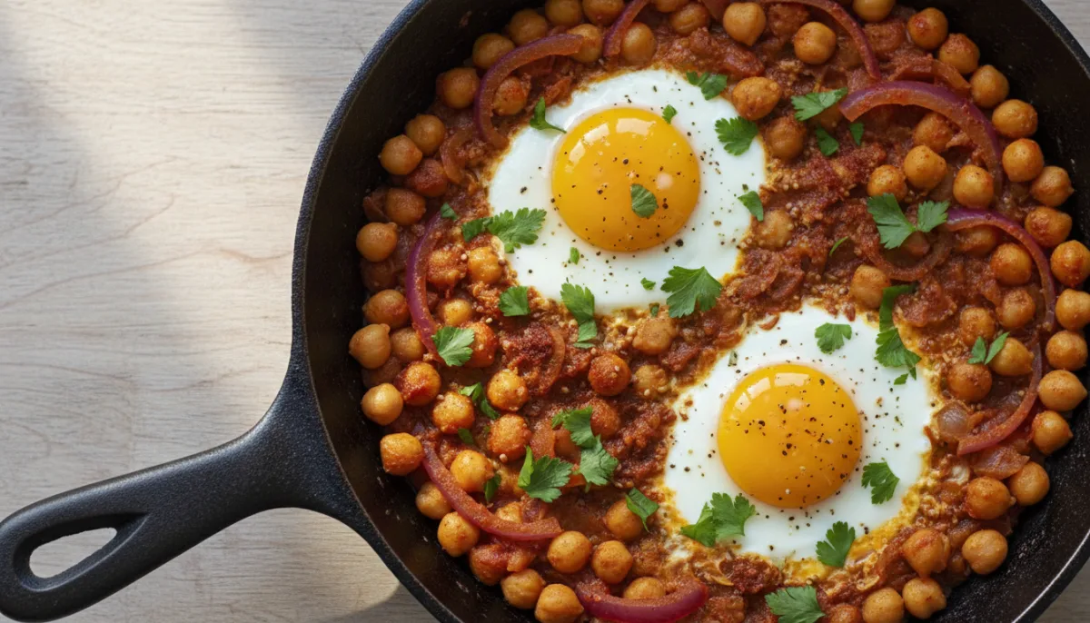 Egyptian Spiced Chickpea and Egg Skillet