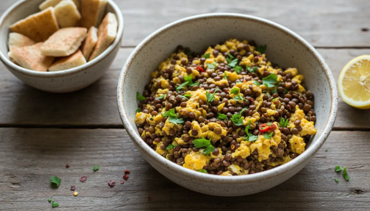 Egyptian Spiced Lentil and Egg Scramble