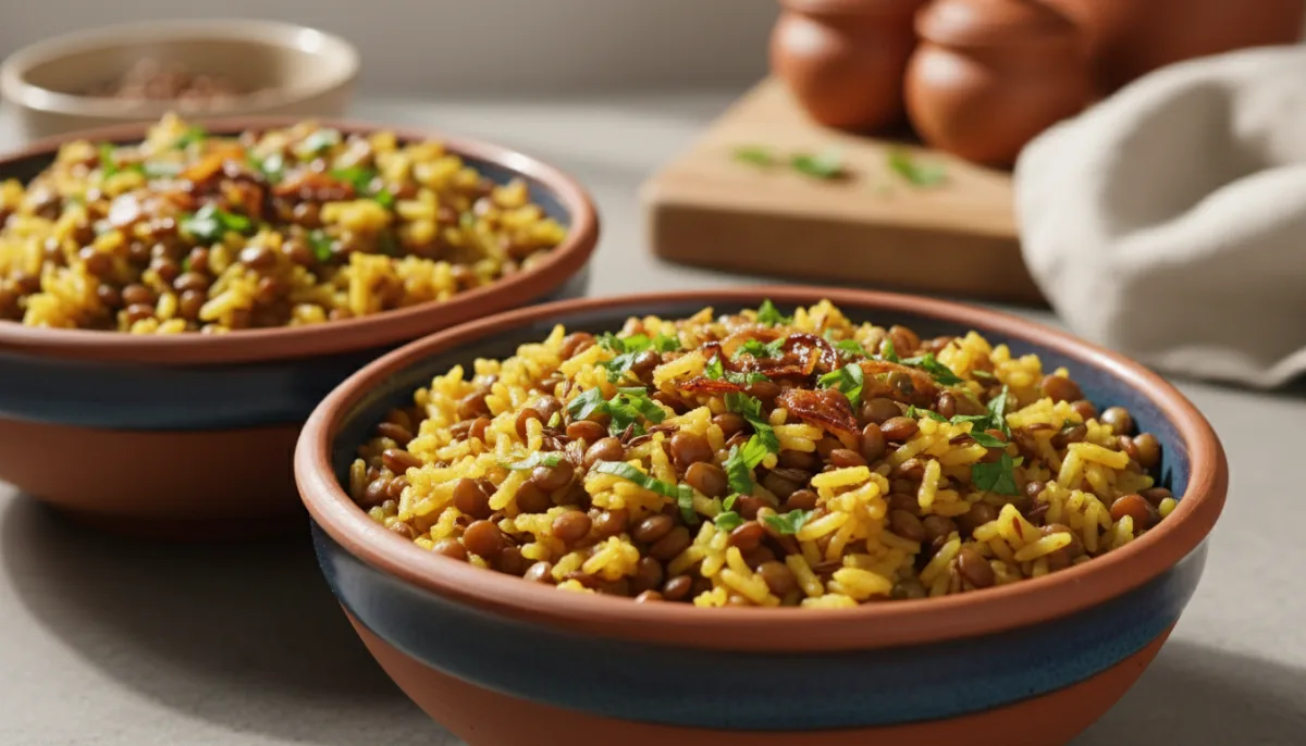 Egyptian Spiced Lentil and Rice Bowls