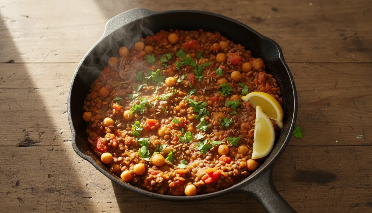 Egyptian Spiced Lentil & Chickpea Skillet