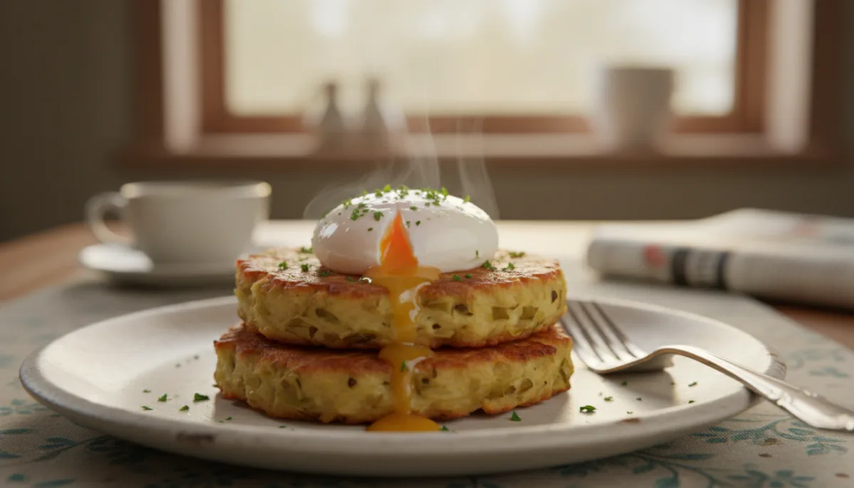 Classic Bubble and Squeak Patties with Poached Eggs