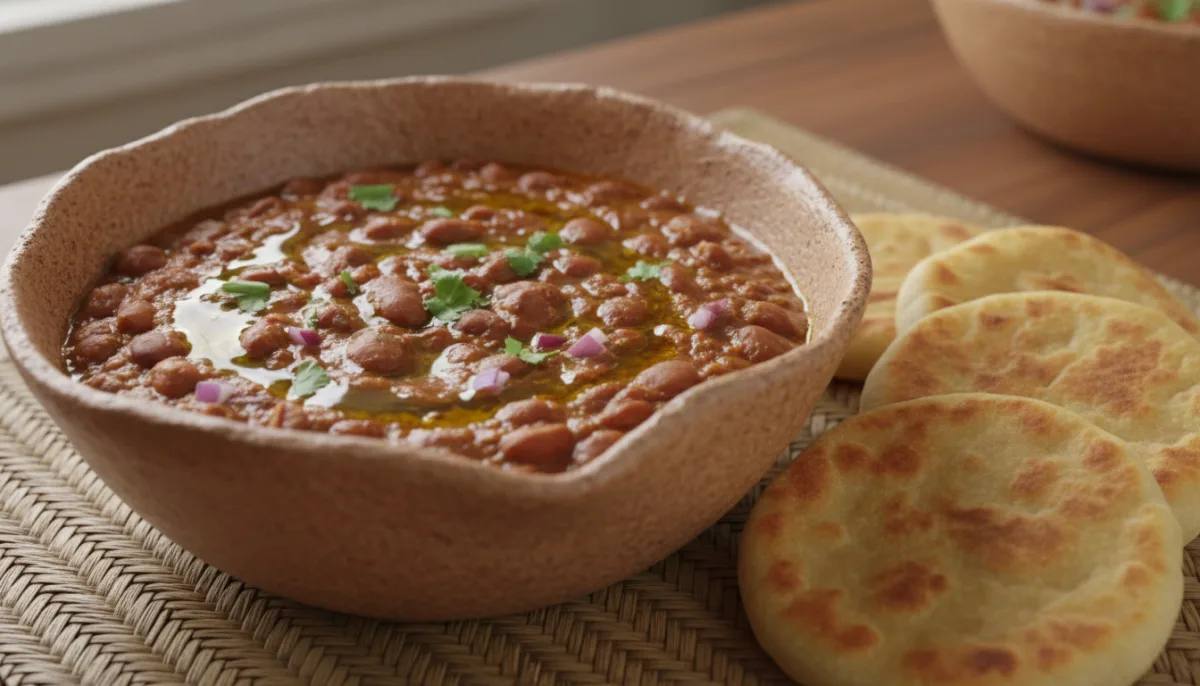 Eritrean Ful Medames with Kitcha (Spiced Fava Beans with Flatbread)