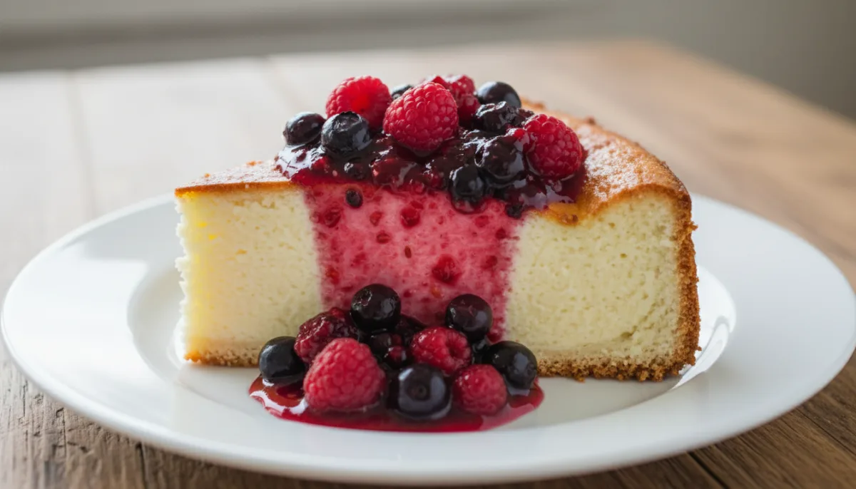 Estonian Kohupiimakook (Curd Cheese Cake) with Berry Topping