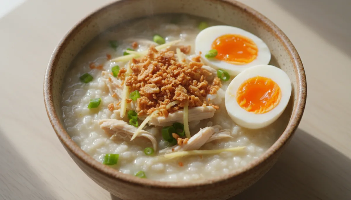 Arroz Caldo Filipino me Vezë të Ziera dhe Hudhra të Thekura