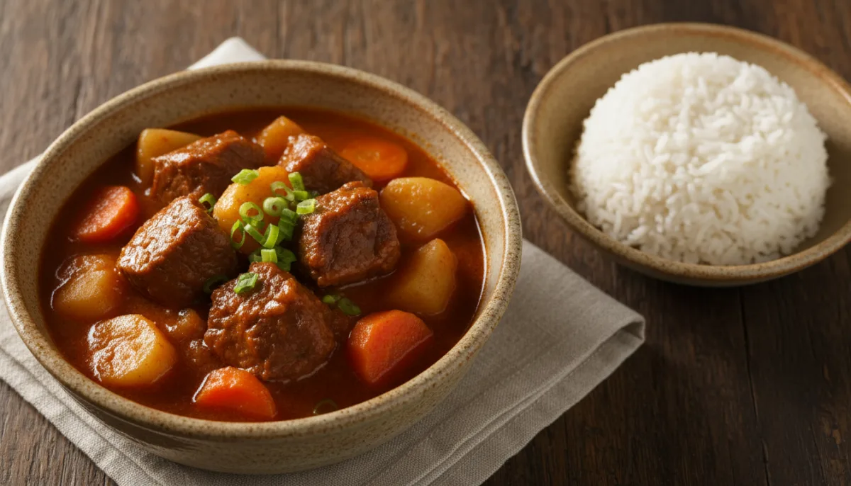 Mechado di Manzo Filipino con Salsa di Pomodoro e Patate