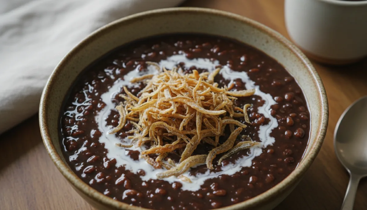 Champorado Filipino me Fisha të Thara Krokante