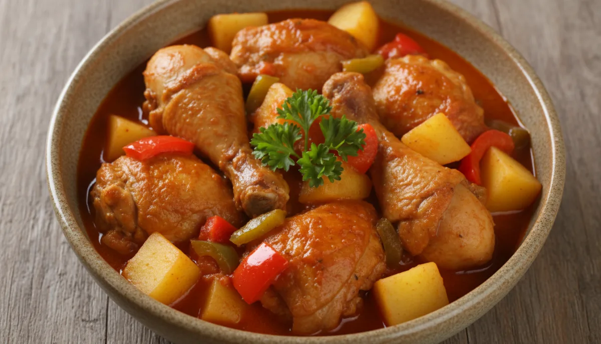 Classic Filipino Chicken Afritada with Bell Peppers and Potatoes