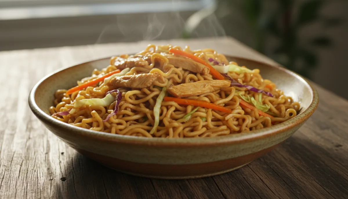 Pancit Canton Filipino me Pulë dhe Perime