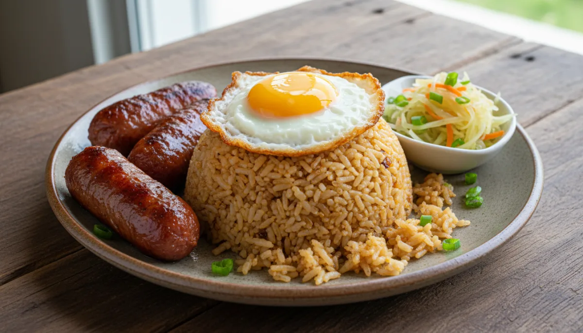 Longganisa Filipinase dhe Oriz i Fërguar me Hudhra, me Atsara