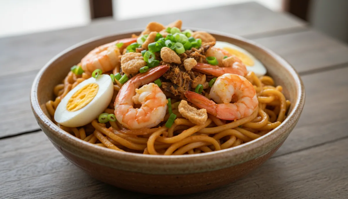 Pancit Malabon Filipine me Karkaleca dhe Peshk të Tymosur