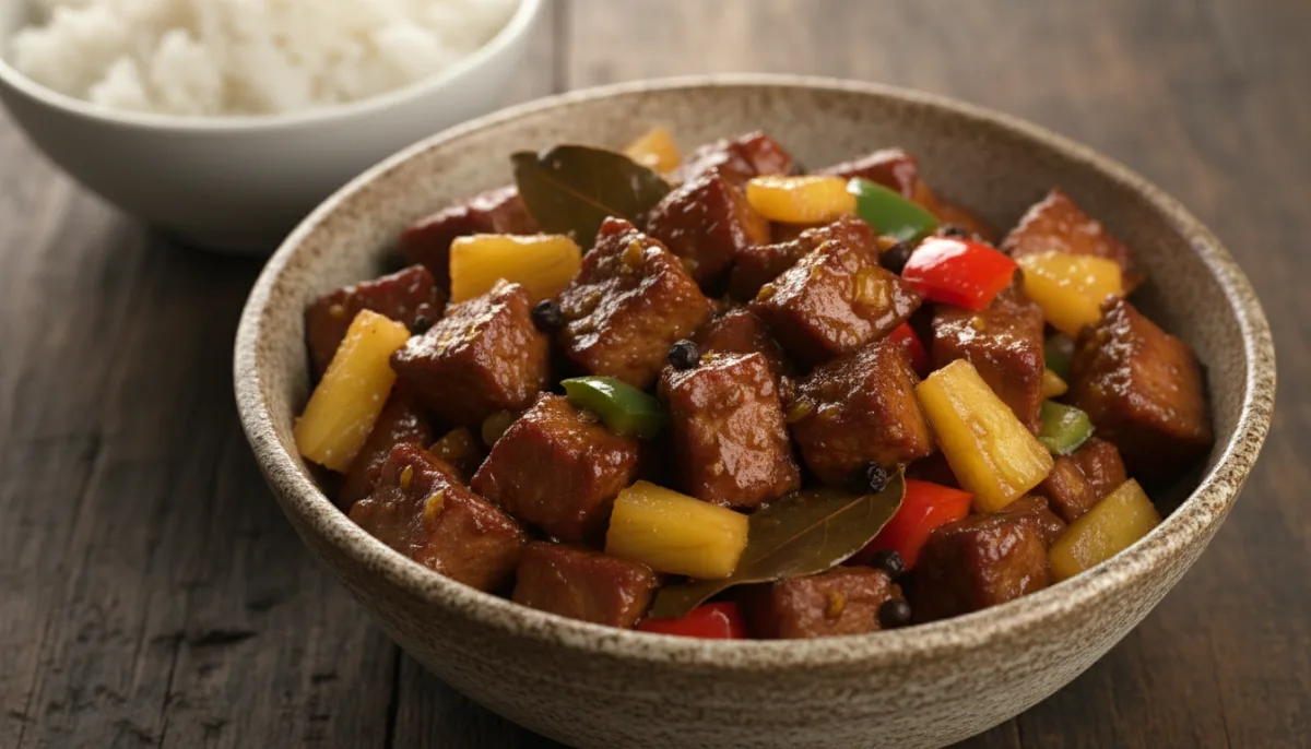 Adobo di Maiale Filippino con Ananas e Peperoni