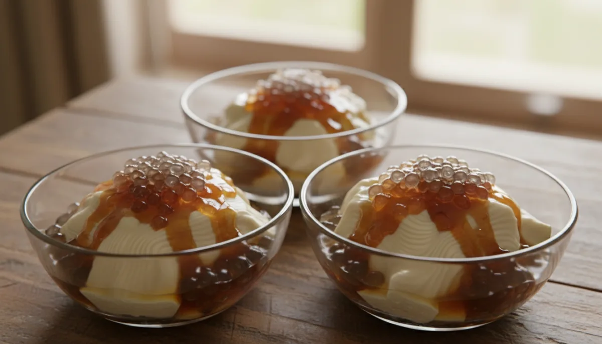 Taho Filipinas (Tofu i Mëndafshtë me Sago dhe Shurup)