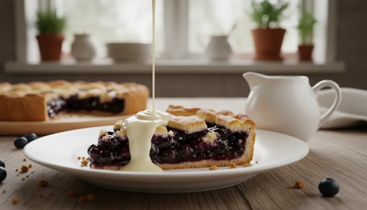 Finnish Blueberry Pie (Mustikkapiirakka) with Vanilla Sauce