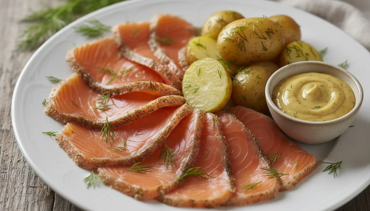 Finnish Graavilohi with Dill Potatoes and Mustard Sauce