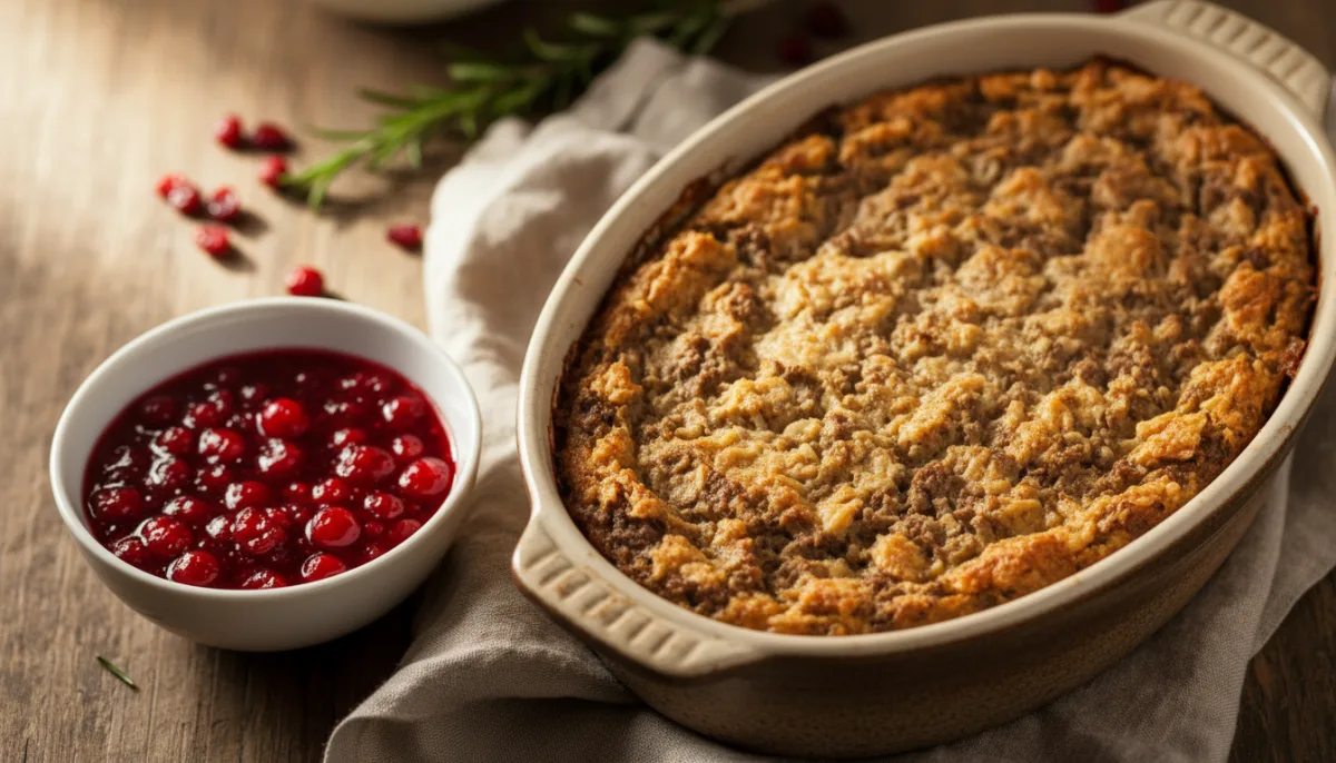 Finnish Maksalaatikko (Liver Casserole) with Lingonberry Sauce