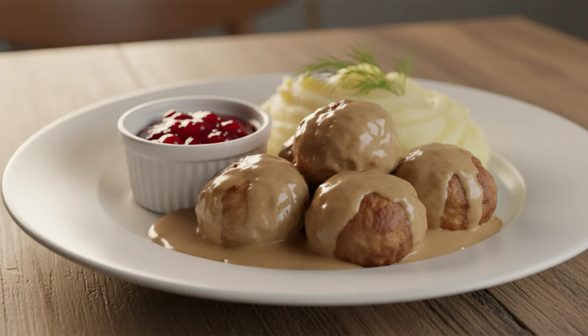 Finnish Meatballs with Cream Sauce and Lingonberry Jam