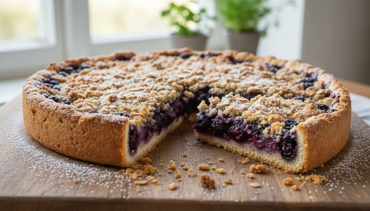 Finnish Mustikkapiirakka: Blueberry Pie with Oat Crumble