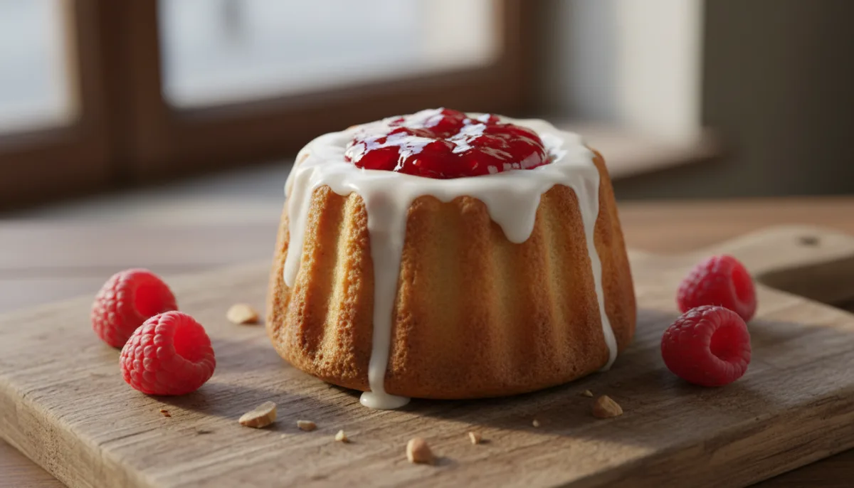 Finnish Runeberg Torte with Raspberry Jam and Almond Glaze