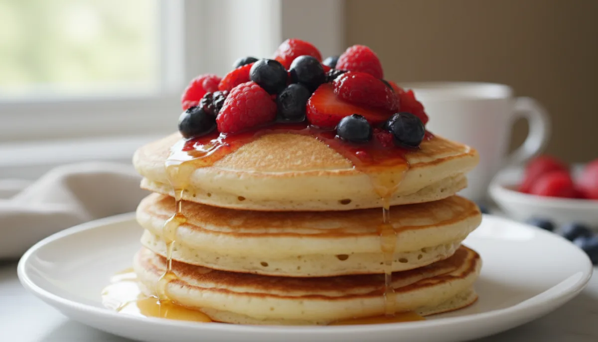 Fluffy Buttermilk Pancakes with Berry Compote