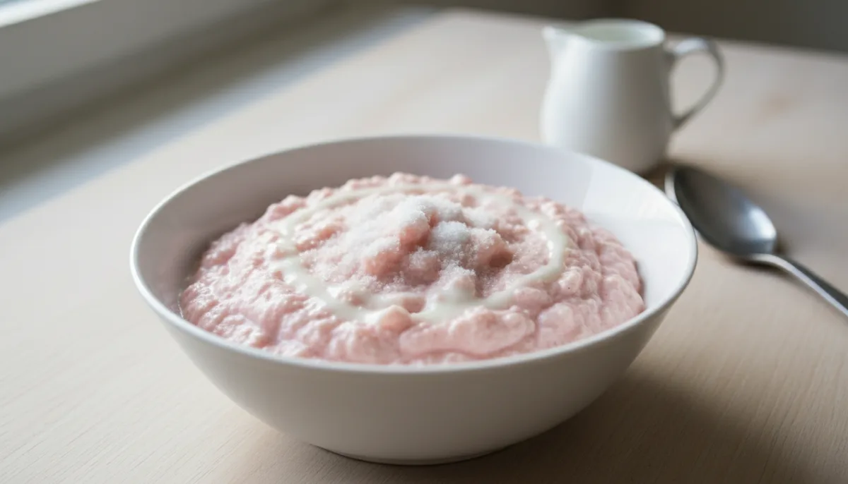 Fluffy Finnish Vispipuuro (Lingonberry Porridge) with Milk and Sugar