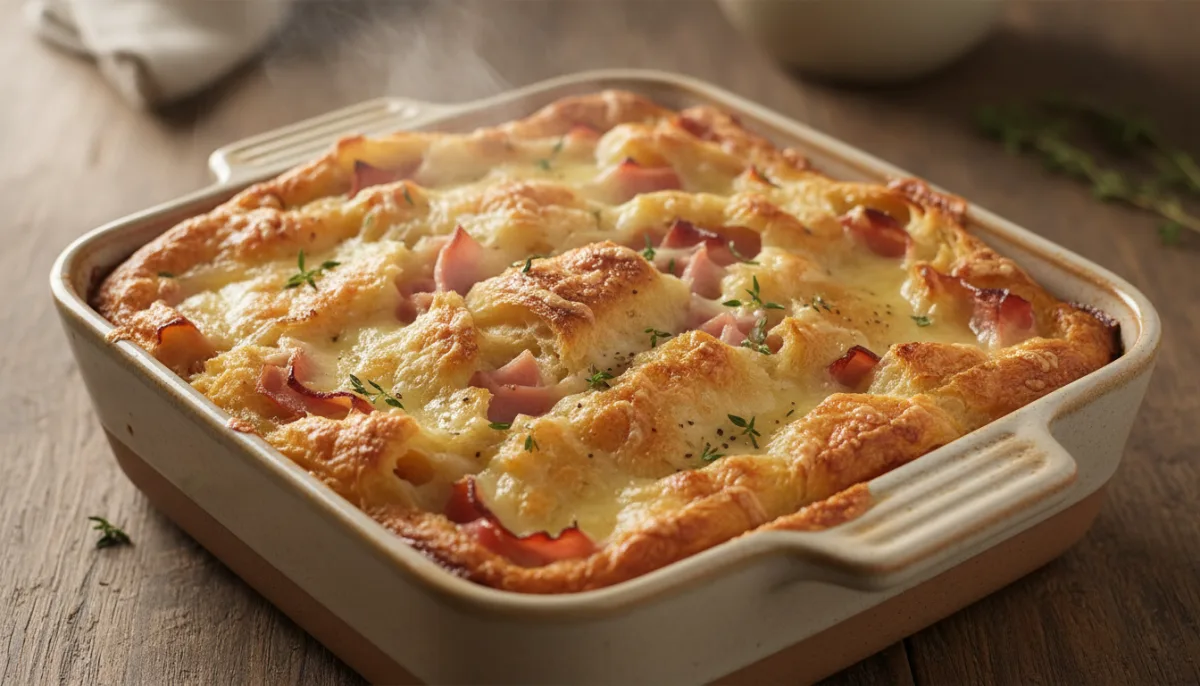 French Ham and Cheese Croissant Bake