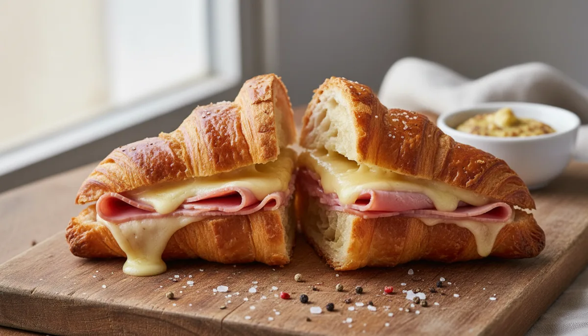 French Ham and Cheese Croissant Sandwich