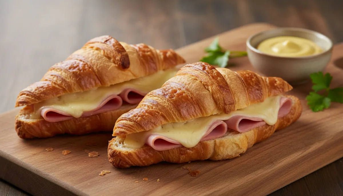 Sanduiçe Kruasani Francez me Proshutë dhe Djathë Gruyère