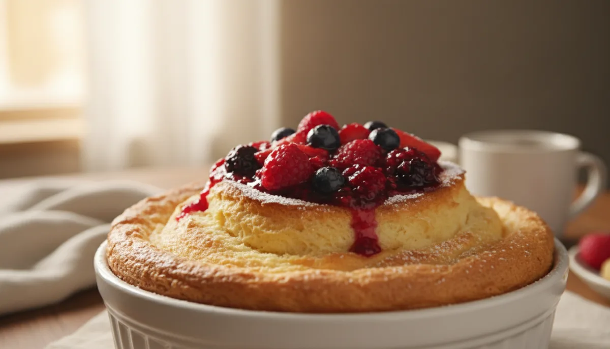 Souflé Tost Bukësh Franceze me Komposto Manaferrash