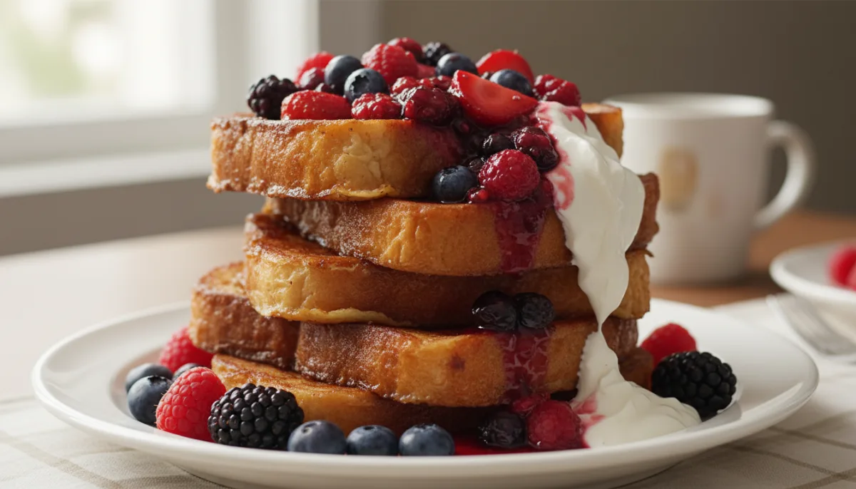 French Toast con Composta di Frutti di Bosco e Crème Fraîche