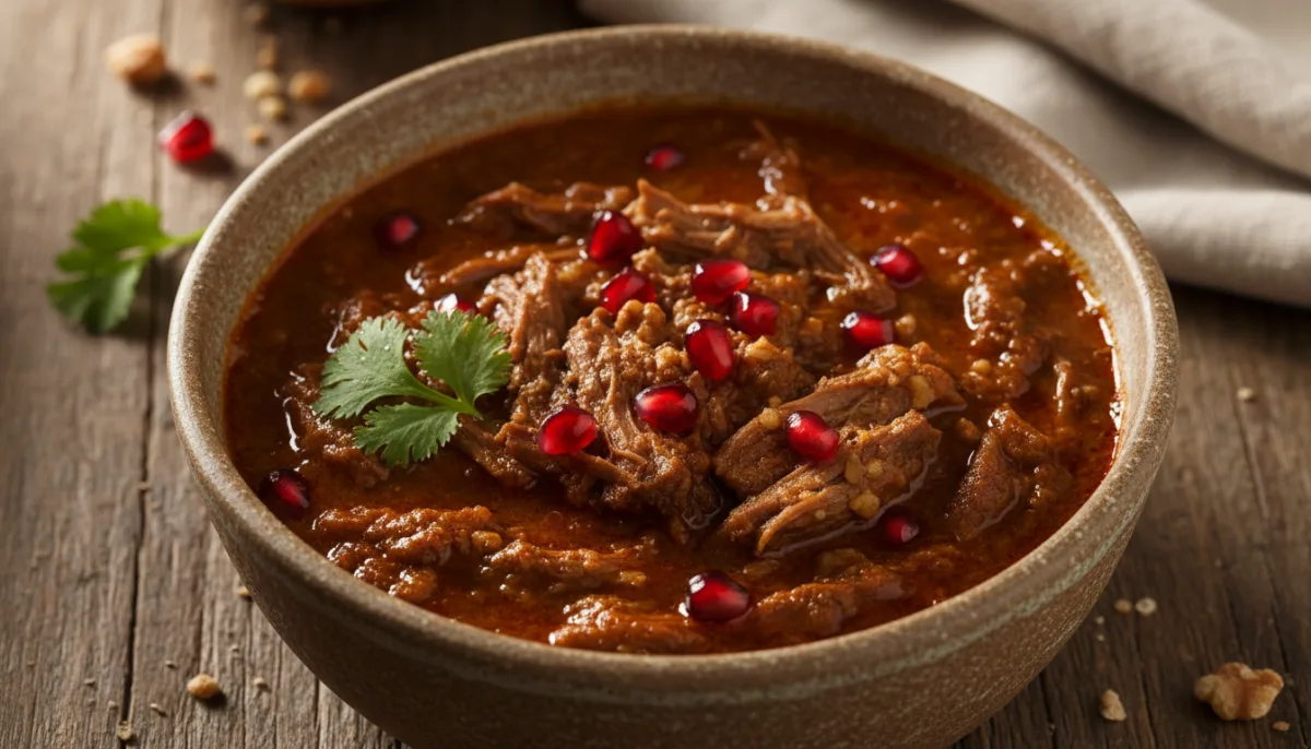 Hearty Georgian Beef and Walnut Stew with Pomegranate (Kharcho)
