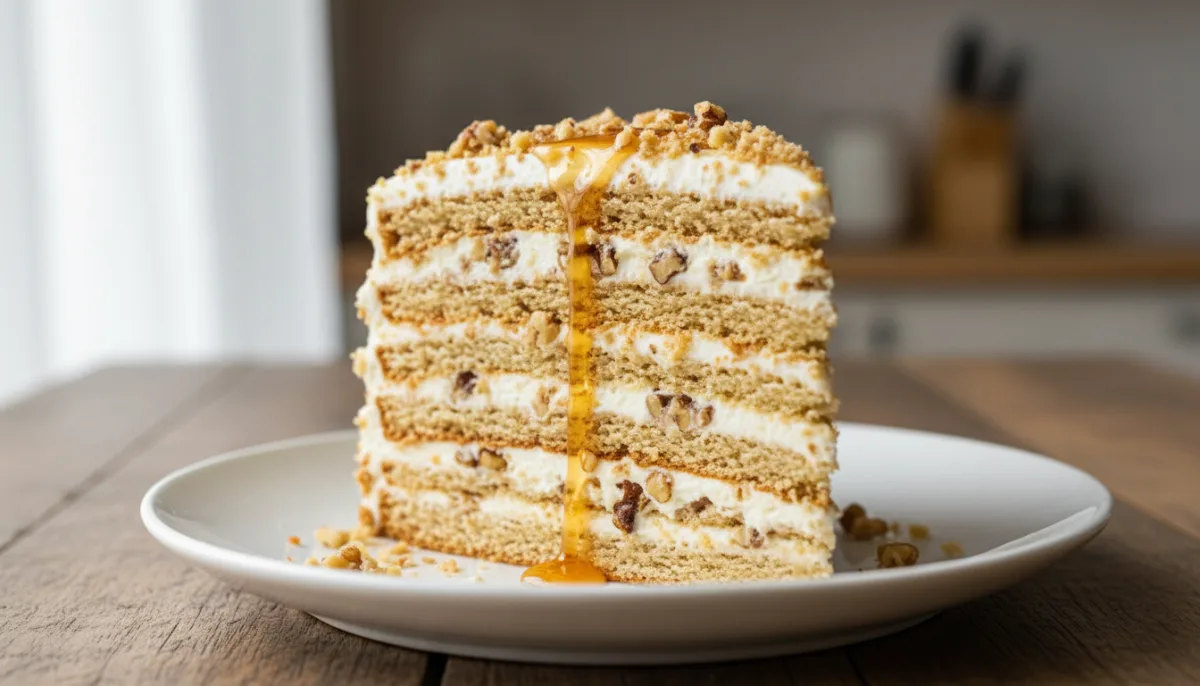 Pastel de Miel Georgiano con Nueces y Especias (Medok)