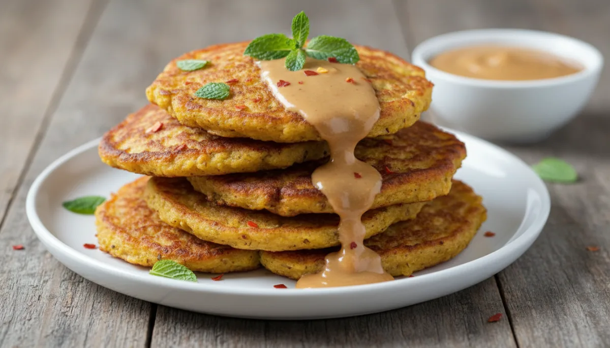 Ghanaian Tatale: Sweet & Spicy Plantain Pancakes with Peanut Sauce