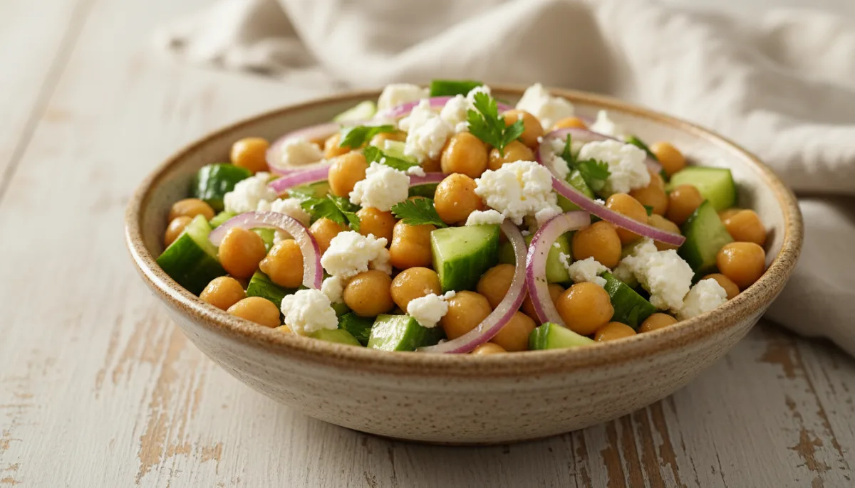 Greek Chickpea and Feta Salad with Lemon-Herb Dressing