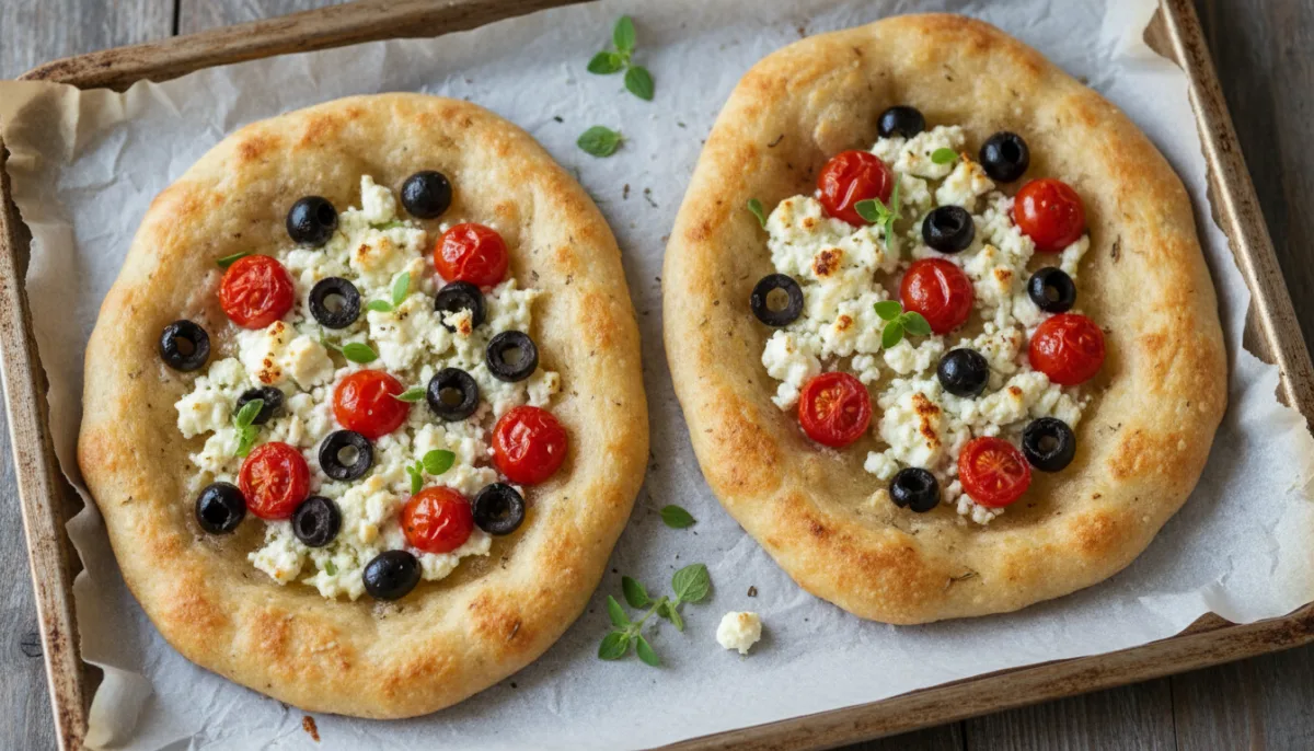 Flatbread Grek me Feta dhe Ullinj